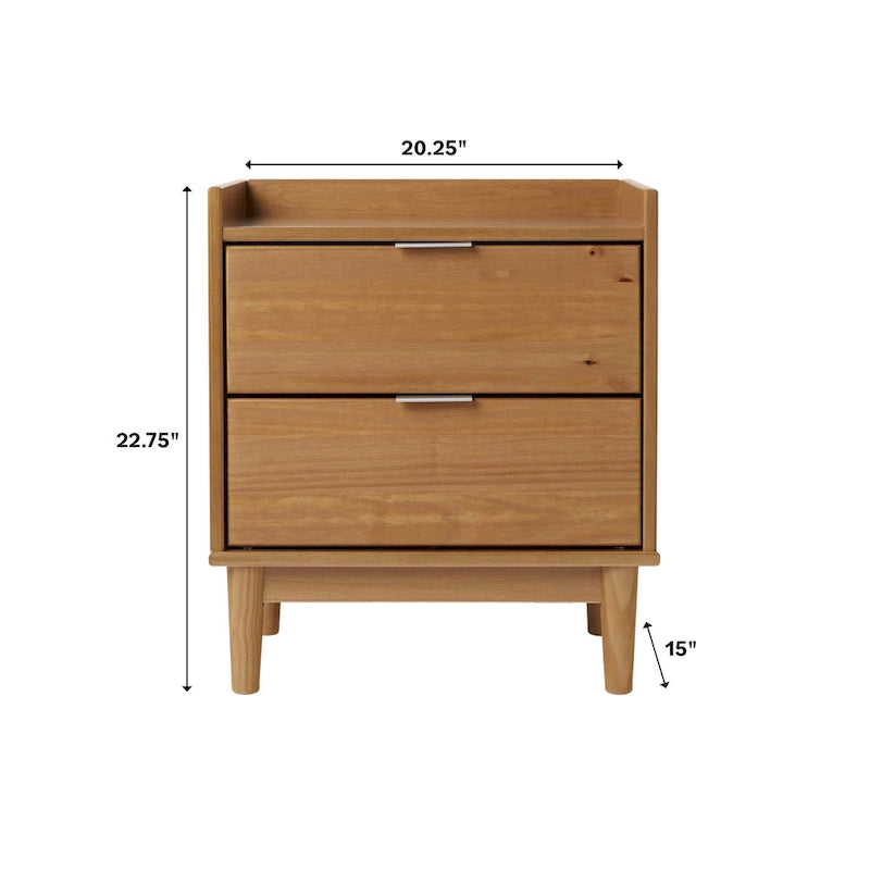 Middlebrook Designs Mid-Century 2-Drawer Solid Wood Nightstand