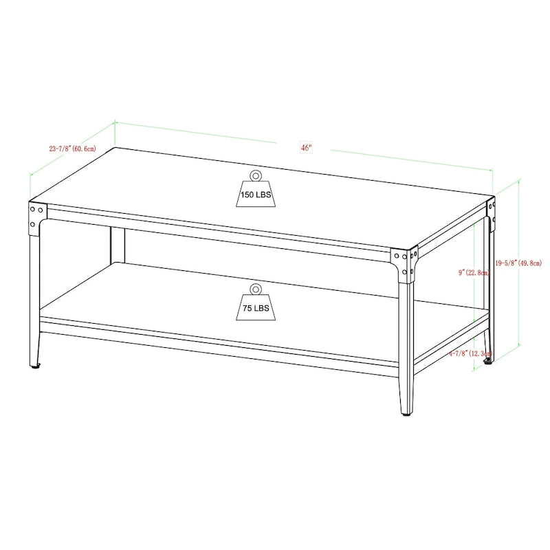 Table basse d'angle en fer Middlebrook Witten 46 pouces