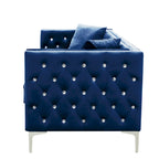Square Arm Velvet Loveseat with Jeweled buttons and 2 Pillows