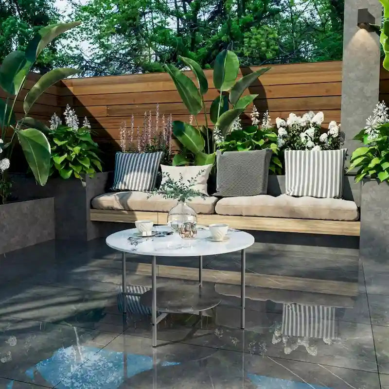 Round Coffee Table 31.5 Coffee Tables for Living Room High Glossy Faux Marble Cocktail Table with Storage Open Shelf