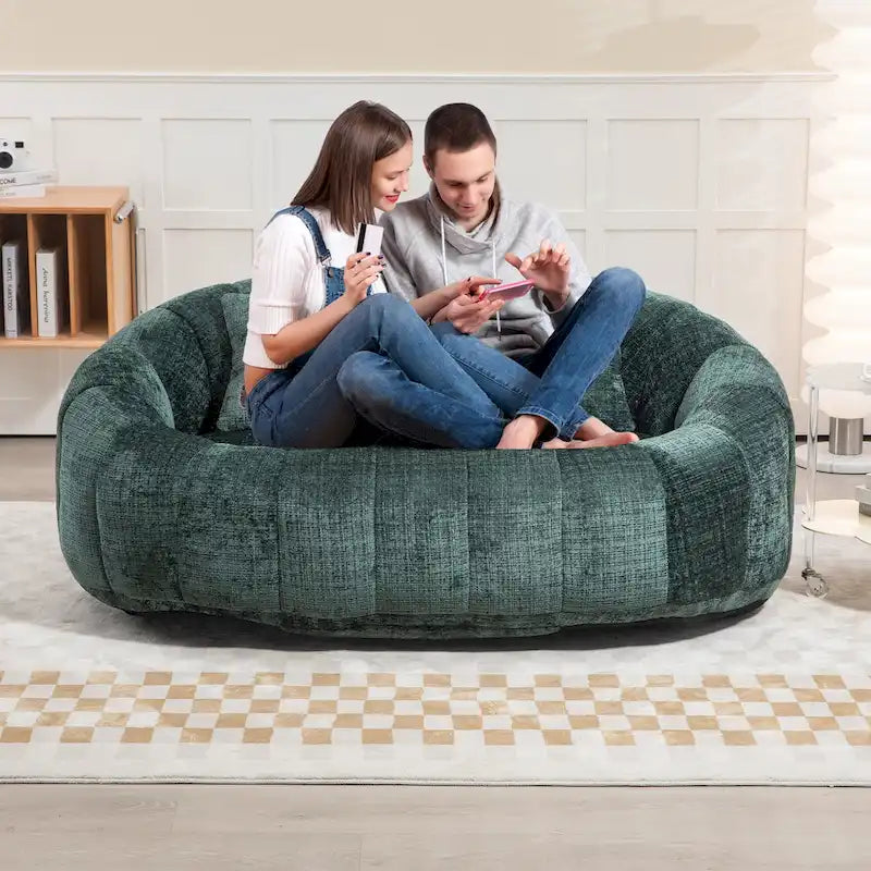 Emerald Modern 59 Chenille Loveseat Chaise Lounge Chair