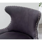 Gray 23 Polyester Upholstered Accent Chair with Rubberwood Legs