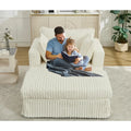Beige 47.8 Upholstered Oversized Chaise Longue with Ottoman