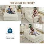 Beige 47.8 Upholstered Oversized Chaise Longue with Ottoman