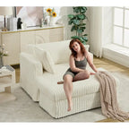 Beige 47.8 Upholstered Oversized Chaise Longue with Ottoman