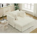 Beige 47.8 Upholstered Oversized Chaise Longue with Ottoman