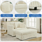 Beige 47.8 Upholstered Oversized Chaise Longue with Ottoman