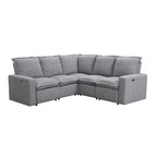 Linen Upholstered L-Shaped Sectional Sofa with 2 Power Recliner Chair and USB Port for Living Room