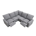 Linen Upholstered L-Shaped Sectional Sofa with 2 Power Recliner Chair and USB Port for Living Room