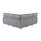 Linen Upholstered L-Shaped Sectional Sofa with 2 Power Recliner Chair and USB Port for Living Room