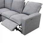 Linen Upholstered L-Shaped Sectional Sofa with 2 Power Recliner Chair and USB Port for Living Room