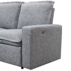 Linen Upholstered L-Shaped Sectional Sofa with 2 Power Recliner Chair and USB Port for Living Room