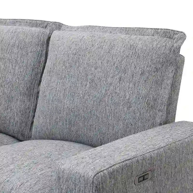 Linen Upholstered L-Shaped Sectional Sofa with 2 Power Recliner Chair and USB Port for Living Room