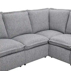 Linen Upholstered L-Shaped Sectional Sofa with 2 Power Recliner Chair and USB Port for Living Room