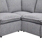Linen Upholstered L-Shaped Sectional Sofa with 2 Power Recliner Chair and USB Port for Living Room