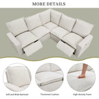 Linen Upholstered L-Shaped Sectional Sofa with 2 Power Recliner Chair and USB Port for Living Room