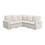 Linen Upholstered L-Shaped Sectional Sofa with 2 Power Recliner Chair and USB Port for Living Room
