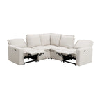 Linen Upholstered L-Shaped Sectional Sofa with 2 Power Recliner Chair and USB Port for Living Room