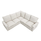 Linen Upholstered L-Shaped Sectional Sofa with 2 Power Recliner Chair and USB Port for Living Room