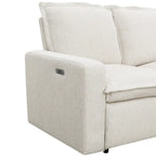 Linen Upholstered L-Shaped Sectional Sofa with 2 Power Recliner Chair and USB Port for Living Room