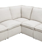 Linen Upholstered L-Shaped Sectional Sofa with 2 Power Recliner Chair and USB Port for Living Room