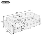 103 Sectional Sofa Couch Sofa Bed U-shaped Sofa with Two Movable Ottoman and Three USB Ports