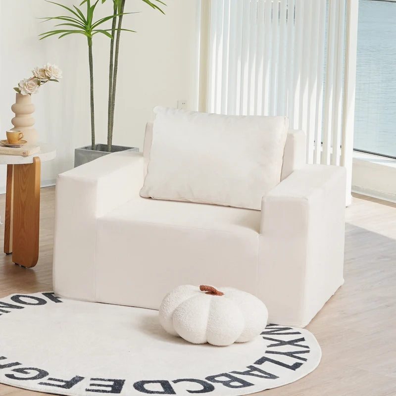Ameican White Oak Modern 40.2 Accent Chair with Pillow
