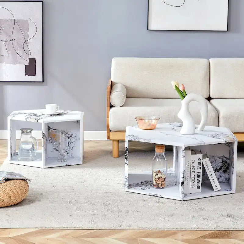 Minimalist patterns hexagonal Coffee Table Set