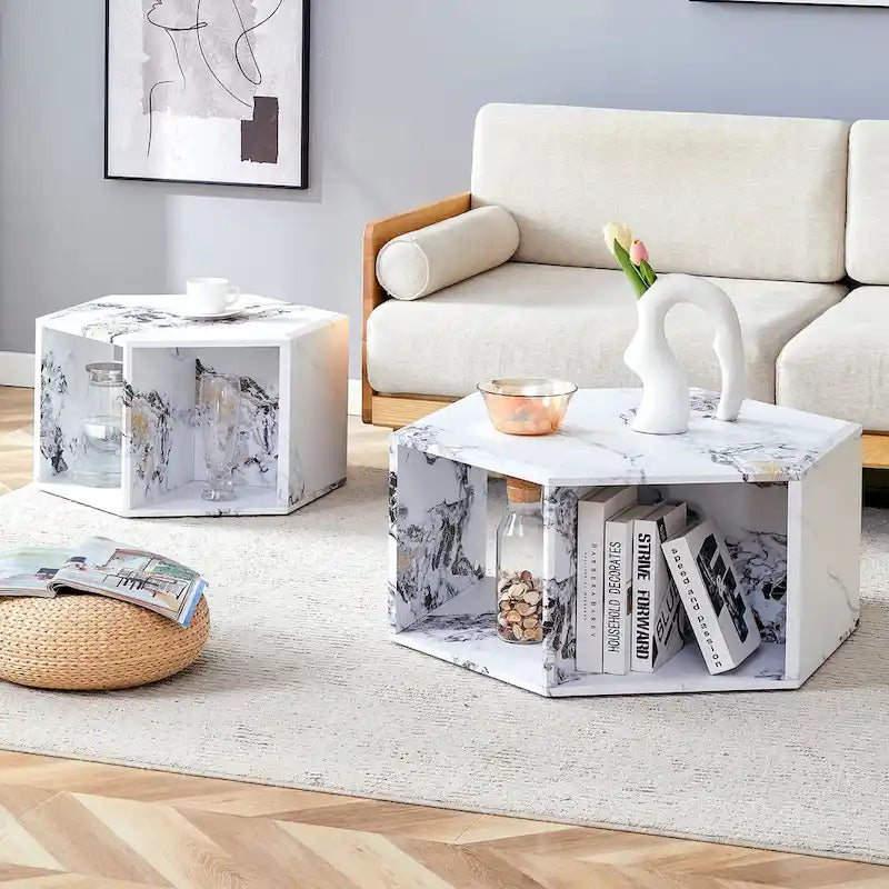 Minimalist patterns hexagonal Coffee Table Set