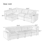 Beige Chenille Modular Sectional Sofa with USB, Bluetooth & Storage