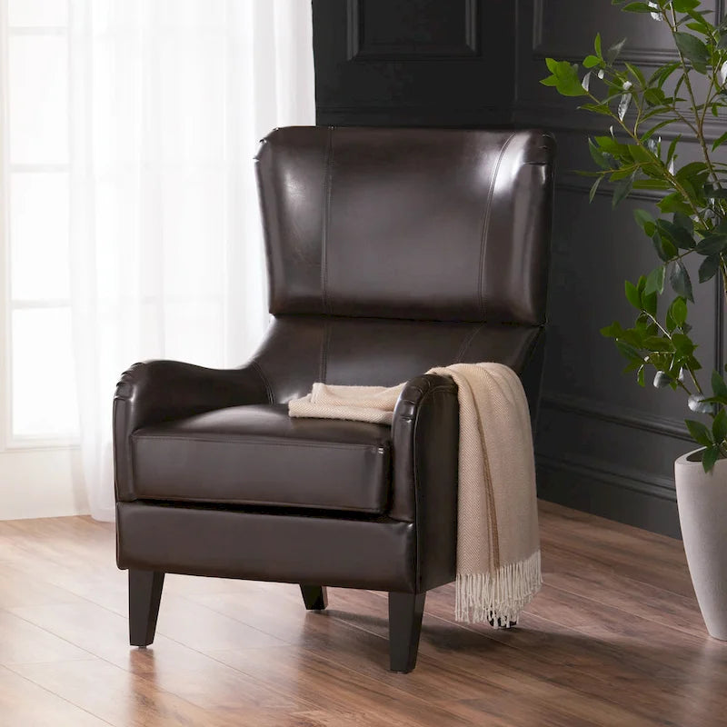 27 High Back Accent Chair with Wing Back and Birch Legs