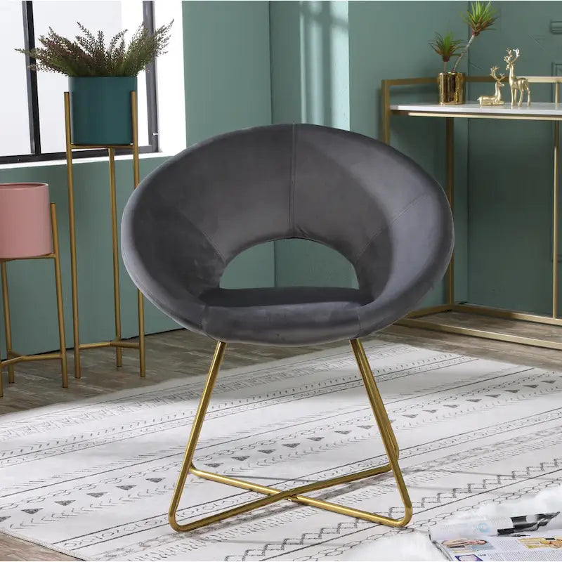 Fauteuil d'appoint en polyester 28" avec base dorée
