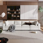 Canapé modulaire sectionnel 4 places capitonné beige avec recharge sans fil