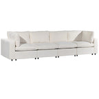 Canapé modulaire sectionnel 4 places capitonné beige avec recharge sans fil