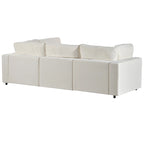 Canapé modulaire sectionnel 4 places capitonné beige avec recharge sans fil