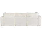 Canapé modulaire sectionnel 4 places capitonné beige avec recharge sans fil