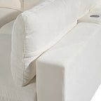 Canapé modulaire sectionnel 4 places capitonné beige avec recharge sans fil