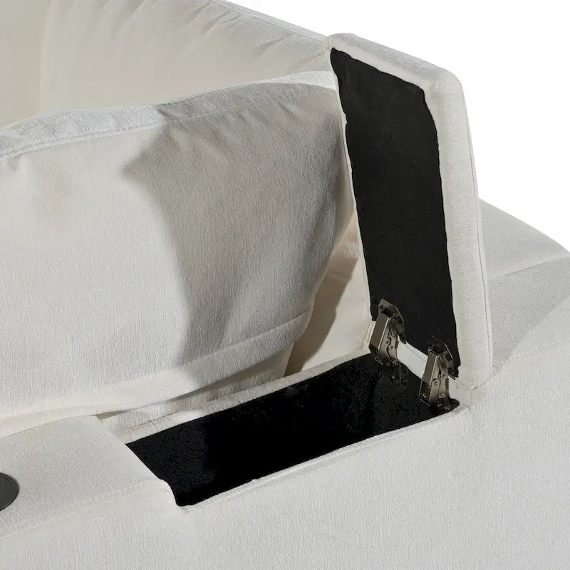 Canapé modulaire sectionnel 4 places capitonné beige avec recharge sans fil
