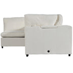Canapé modulaire sectionnel 4 places capitonné beige avec recharge sans fil