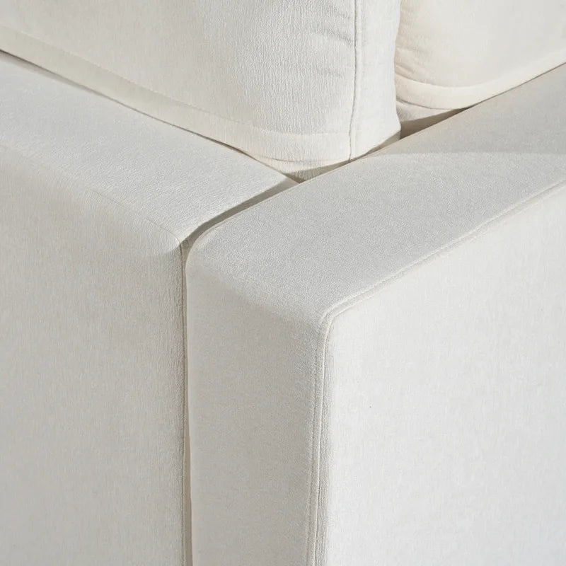 Canapé modulaire sectionnel 4 places capitonné beige avec recharge sans fil