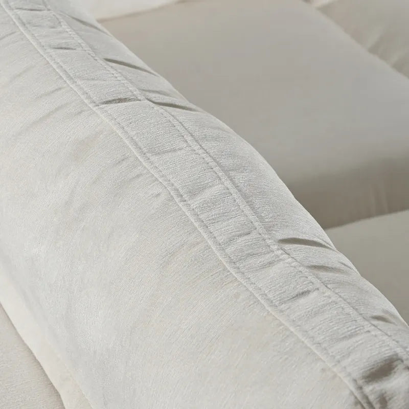 Canapé modulaire sectionnel 4 places capitonné beige avec recharge sans fil