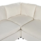 Canapé modulaire sectionnel 4 places capitonné beige avec recharge sans fil