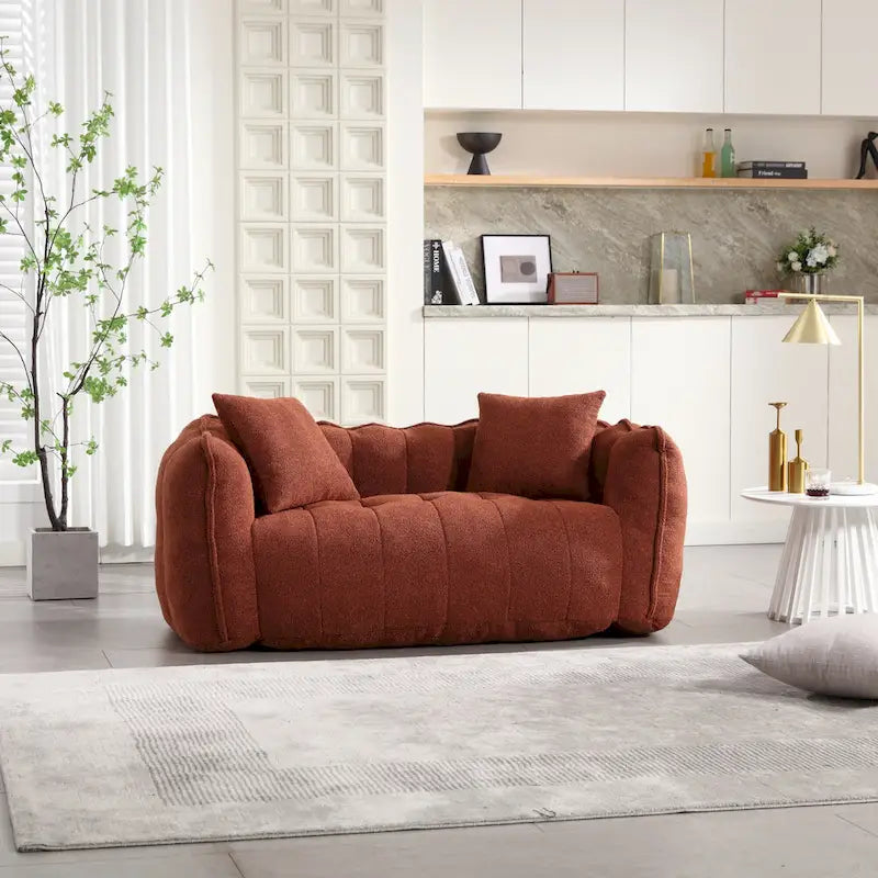Modern 65.1 Chenille Tufted Loveseat Accent Chair with High-Resilience Foam