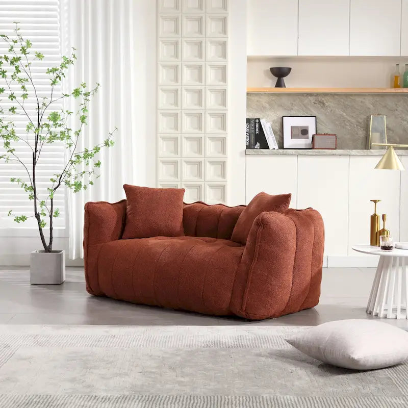 Modern 65.1 Chenille Tufted Loveseat Accent Chair with High-Resilience Foam