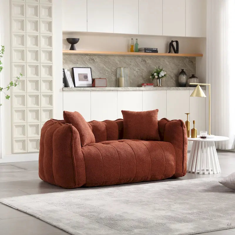 Modern 65.1 Chenille Tufted Loveseat Accent Chair with High-Resilience Foam