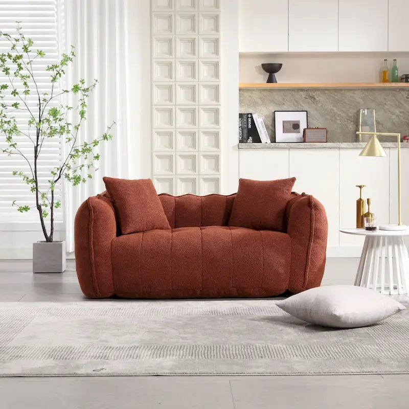 Modern 65.1 Chenille Tufted Loveseat Accent Chair with High-Resilience Foam