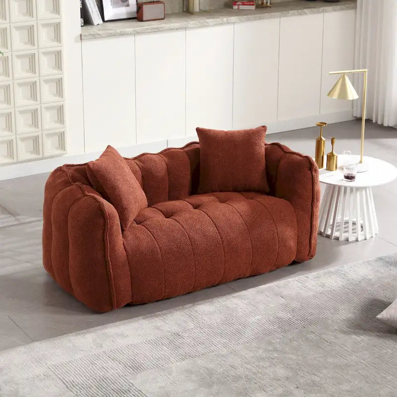 Modern 65.1 Chenille Tufted Loveseat Accent Chair with High-Resilience Foam