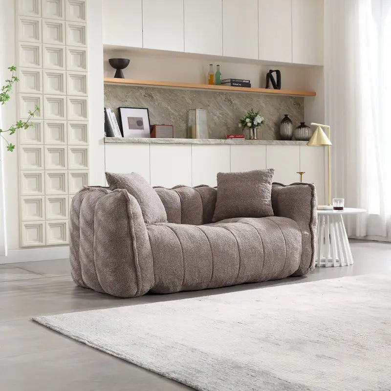 Modern 65.1 Chenille Tufted Loveseat Accent Chair with High-Resilience Foam