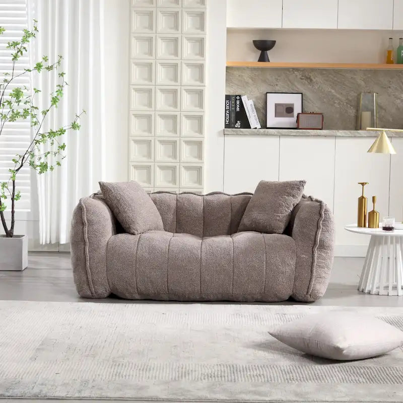 Modern 65.1 Chenille Tufted Loveseat Accent Chair with High-Resilience Foam