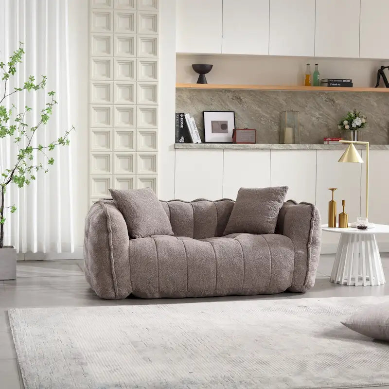 Modern 65.1 Chenille Tufted Loveseat Accent Chair with High-Resilience Foam